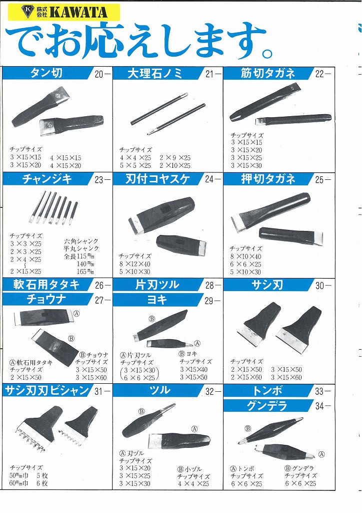 ナニワ合金 ビシャン 叩き 刃ビシャン 中古 石材加工 石工 石材用